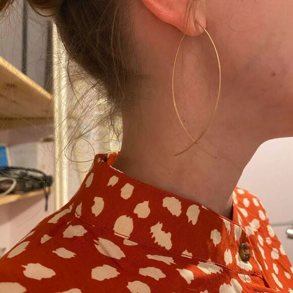 Gold Fish Silhouette Wire Drop Earring - Picture 7 of 13